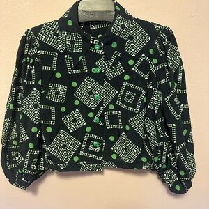 Vintage repro 1940s rayon blouse balloon sleeves